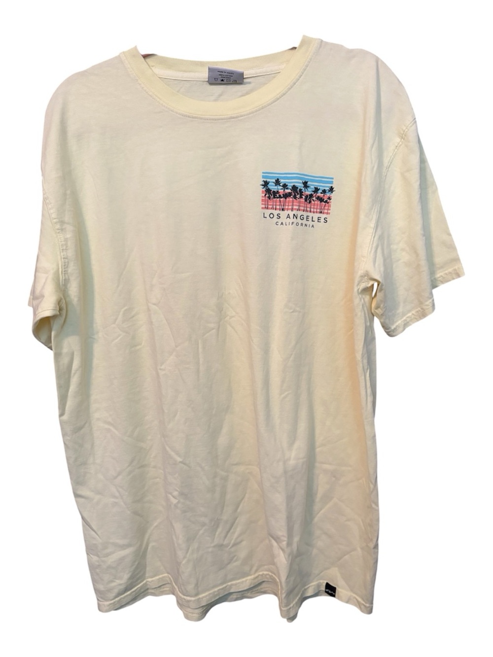 LG Los Angeles Palm Pocket Tee - Cream with Blue & Pink Accent